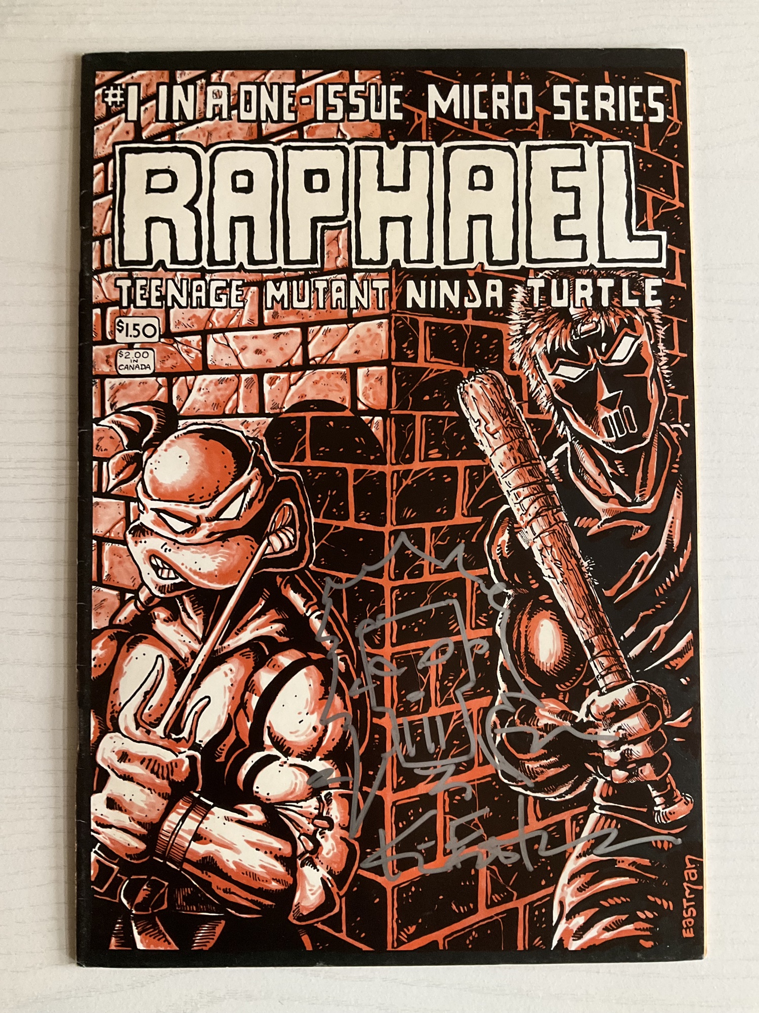 Kevin Eastman Signed Raphael #1 Teenage Mutant Ninja Turtles Micro Series Comic With Remark