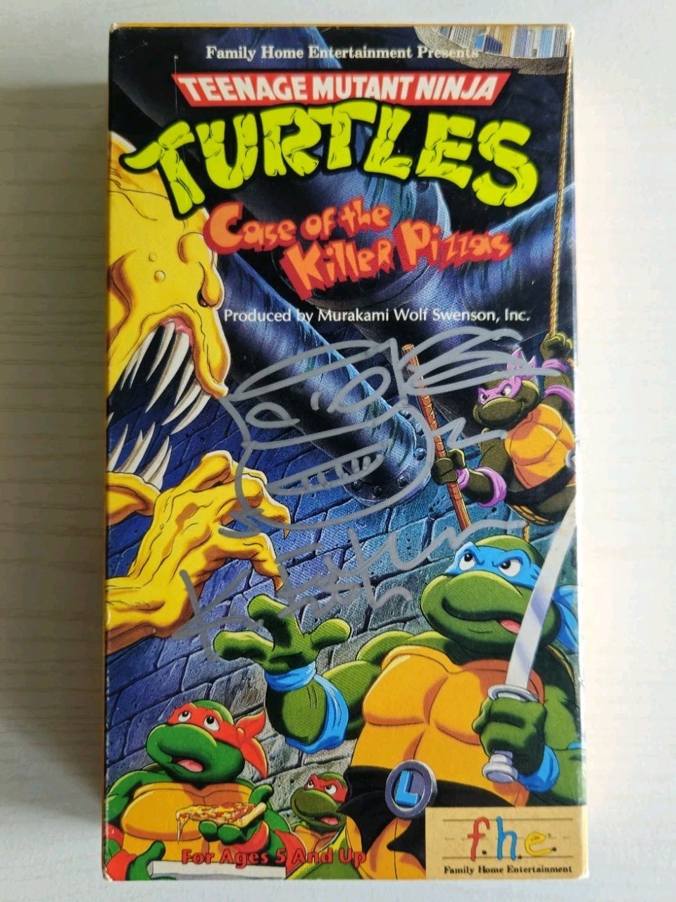 Kevin Eastman Signed TMNT Case Of The Killer Pizzas FHE VHS With Remark